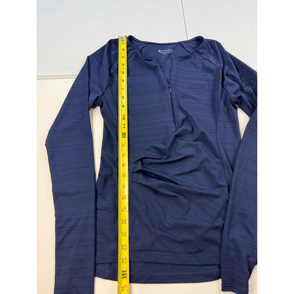 Athleta Momentum Long Sleeve Top Half Zip Ruched Running Navy Blue S - Picture 4 of 8